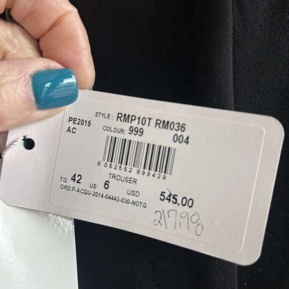 Armani Collezioni Black Straight Leg Cuffed Pants NWT $545 Size 6 - Picture 8 of 10